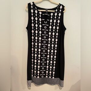 Women’s Alfani black & white sleeveless sheath dress. size 2X silver har…